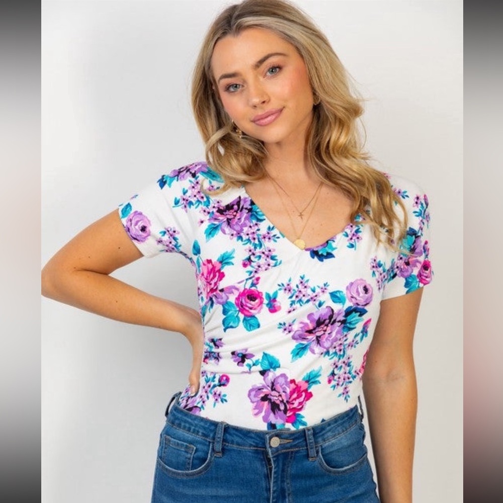 NEW White Birch Floral Bodysuit size 1X